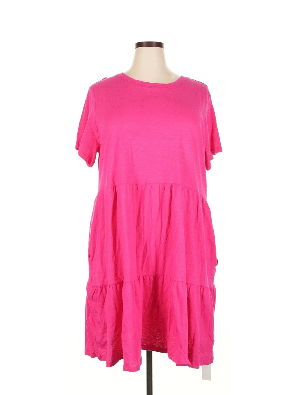 GAP Hot Pink Tiered Short Sleeve Dress